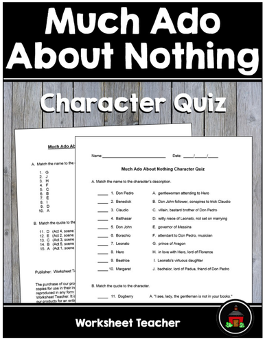 Much Ado About Nothing Character Quiz | Teaching Resources