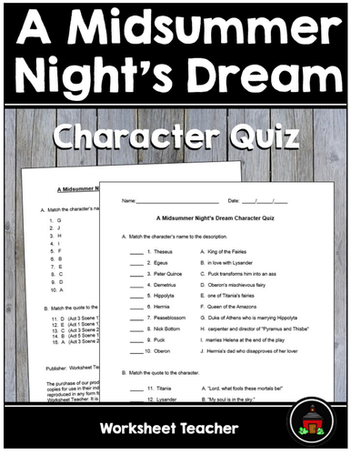 A Midsummer Night’s Dream Character Quiz | Teaching Resources