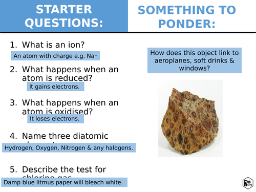 Electrolysis of Hydrochloric acid (full lesson) | Teaching Resources