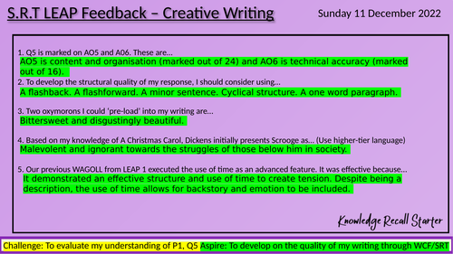 creative writing feedback