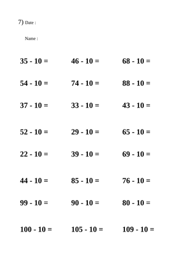 Subtraction worksheets suitable for KS2 | Teaching Resources