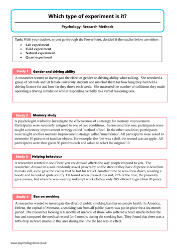 what are different types of experiments