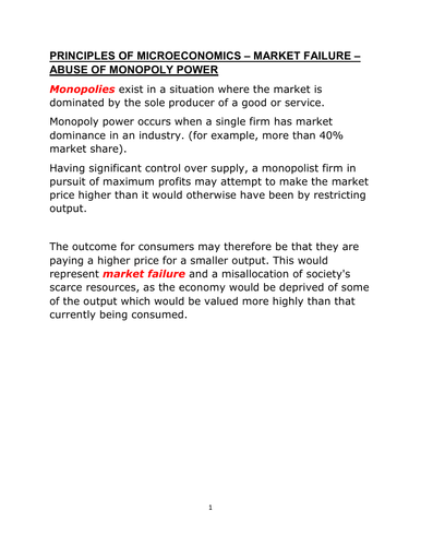 8. Market Failure - Monopoly Power