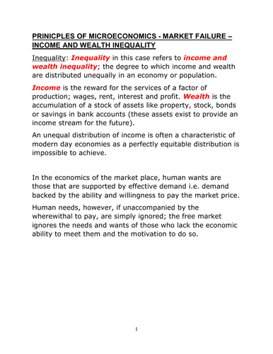 9. Market Failure - Inequality