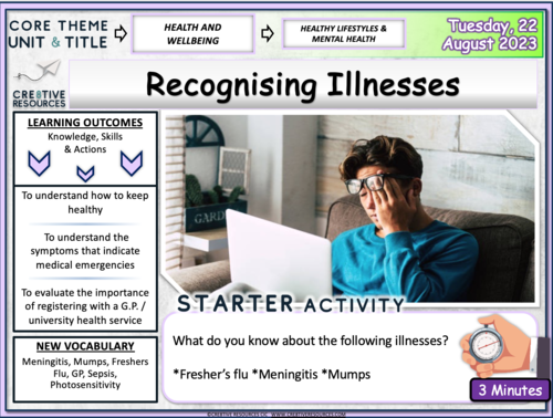 Recognising Illnesses - Meningitis Mumps and Freshers Flu | Teaching ...
