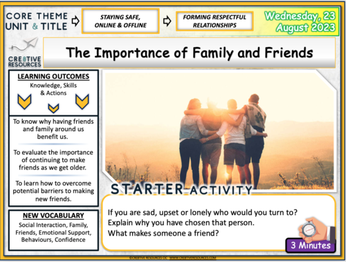 Importance of friends and family PSHE | Teaching Resources
