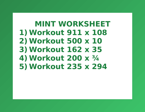 MINT WORKSHEET 1