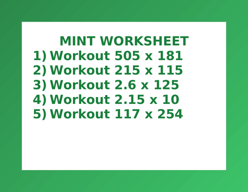 MINT WORKSHEET 2