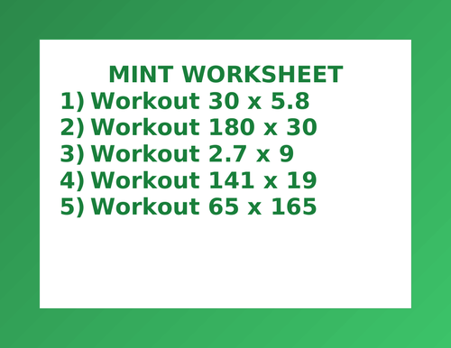 MINT WORKSHEET 4