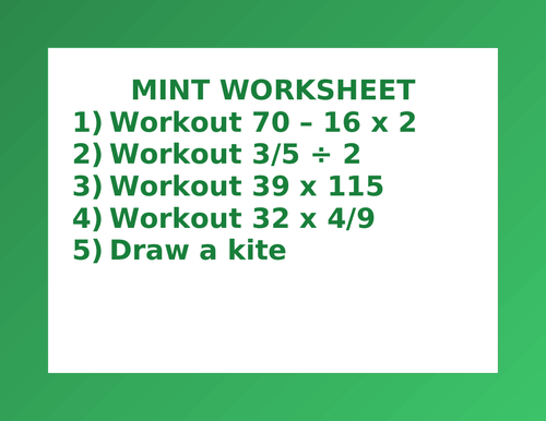 MINT WORKSHEET 5