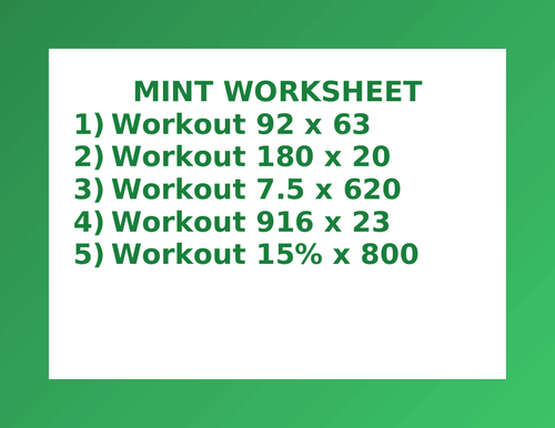 MINT WORKSHEET 6