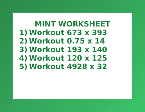 MINT WORKSHEET 9