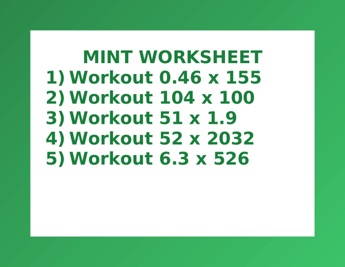 MINT WORKSHEET 10