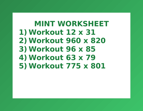 MINT WORKSHEET 11