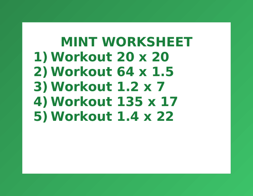 MINT WORKSHEET 12