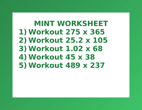 MINT WORKSHEET 13