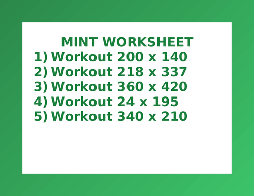 MINT WORKSHEET 16