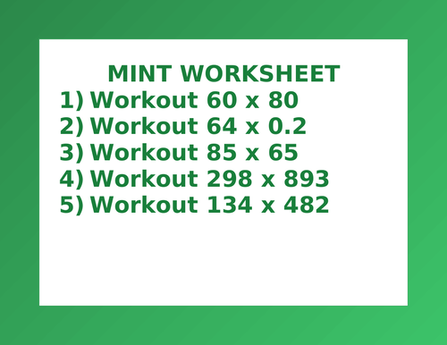 MINT WORKSHEET 22