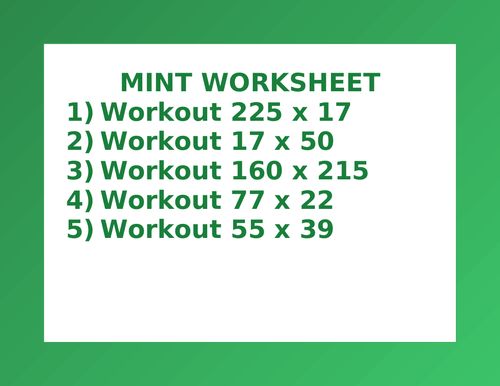 MINT WORKSHEET 25