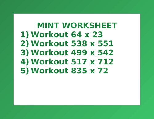 MINT WORKSHEET 26