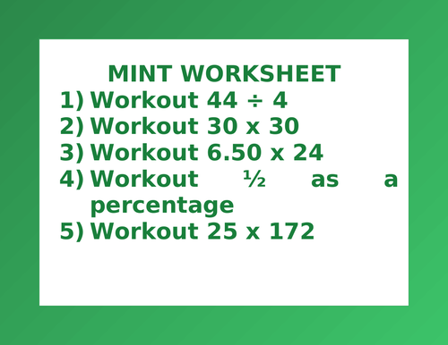 MINT WORKSHEET 28