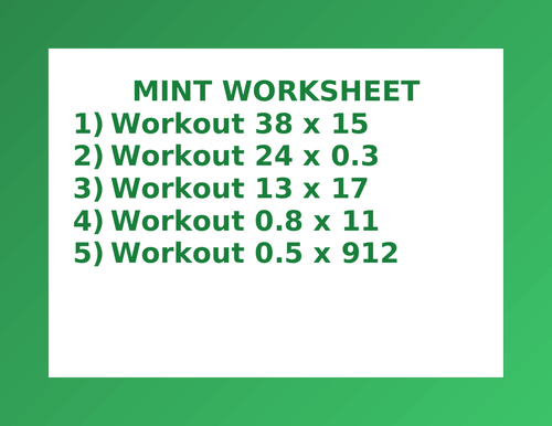 MINT WORKSHEET 29