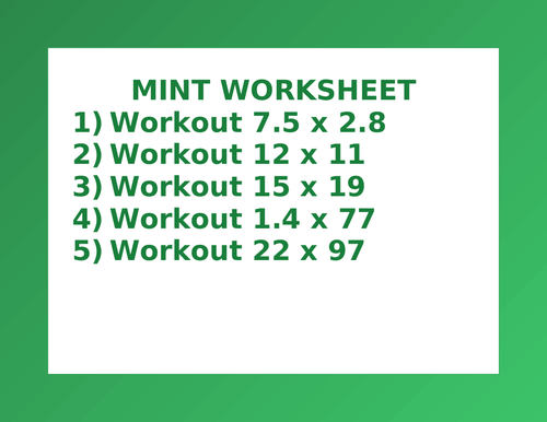 MINT WORKSHEET 30