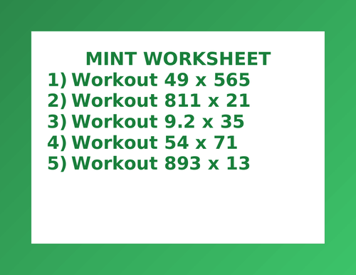 MINT WORKSHEET 32