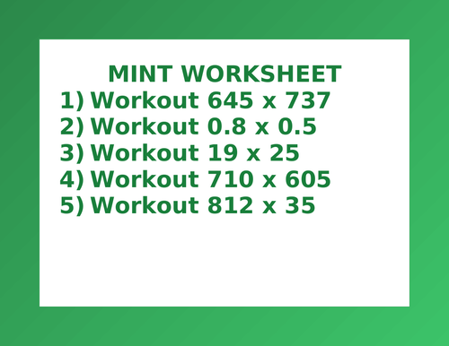 MINT WORKSHEET 34