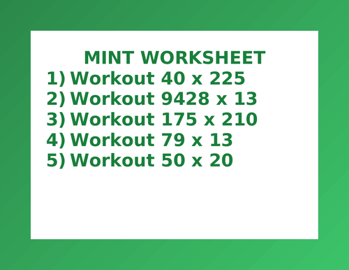 MINT WORKSHEET 35