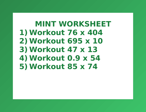 MINT WORKSHEET 37