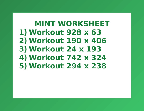 MINT WORKSHEET 38