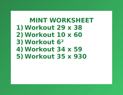 MINT WORKSHEET 39