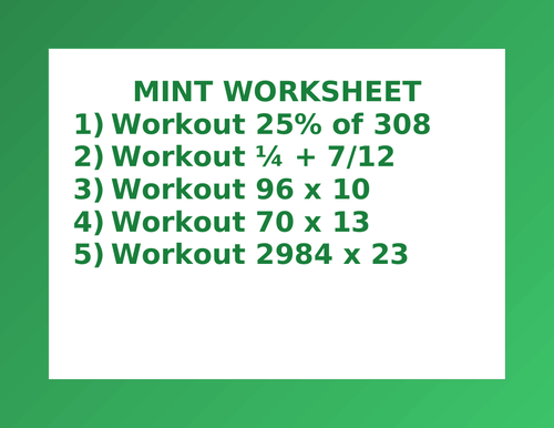 MINT WORKSHEET 40