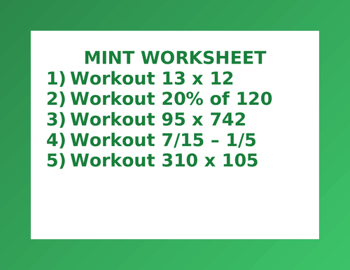 MINT WORKSHEET 41