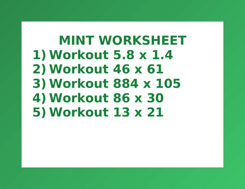 MINT WORKSHEET 42