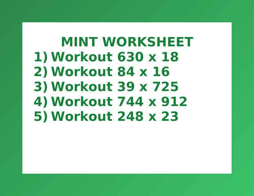 MINT WORKSHEET 44