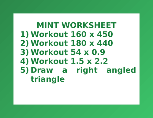 MINT WORKSHEET 46