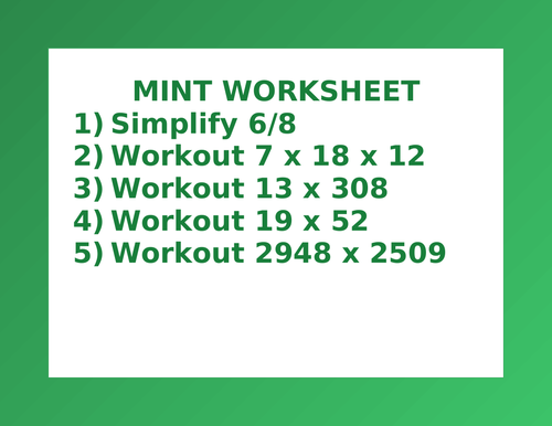 MINT WORKSHEET 51