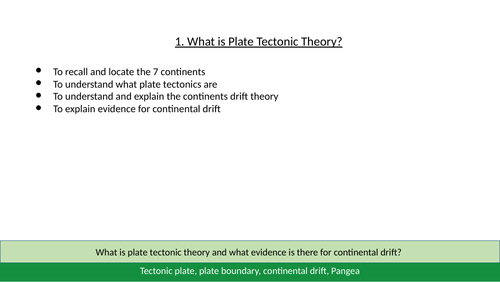 Topic 1: Plate tectonics and the structure of the earth (year 7 ...