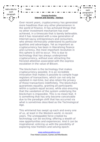 Computer Science – Literacy/Guided Reading Task 7 -The Blockchain ...