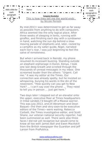 Computer Science – Literacy/Guided Reading Task 15 – Cyber Warfare ...