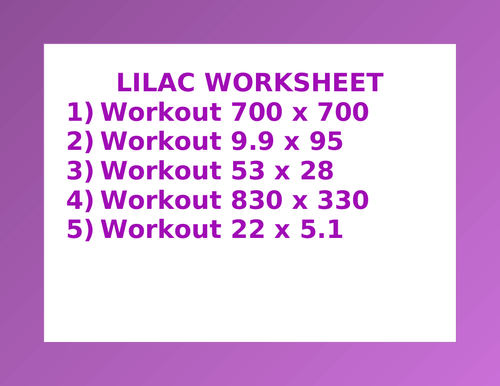 LILAC WORKSHEET 10 | Teaching Resources