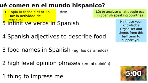 Year 8 Spanish - Module 3 - Viva 2 - A Comer | Teaching Resources