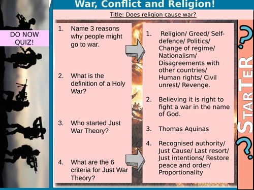 Ethics: War and Conflict - Does religion cause war