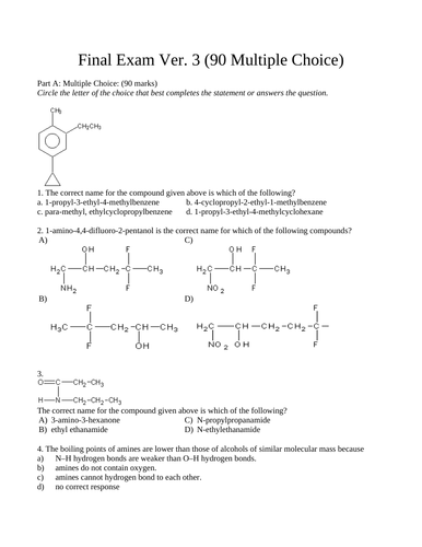 90 Multiple Choice CHEMISTRY FINAL EXAM Grade 12 Chemistry Exam WITH ANSWERS #3