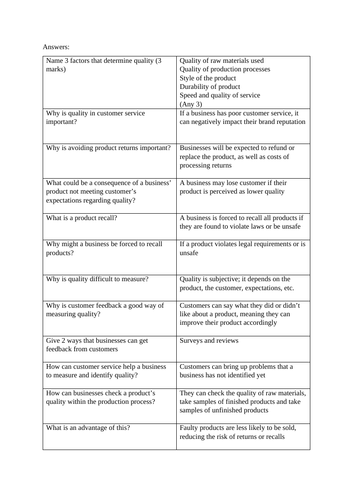 GCSE Business 91����t - Quality