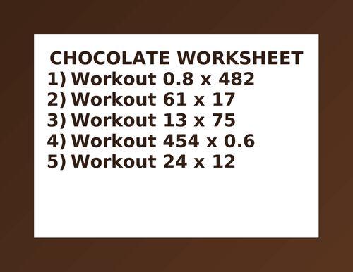 CHOCOLATE WORKSHEET 5