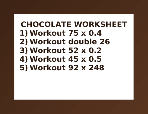 CHOCOLATE WORKSHEET 9