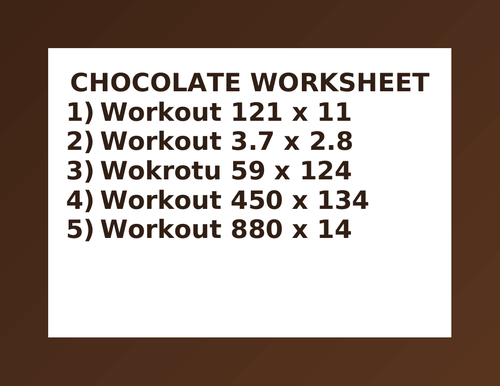 CHOCOLATE WORKSHEET 10